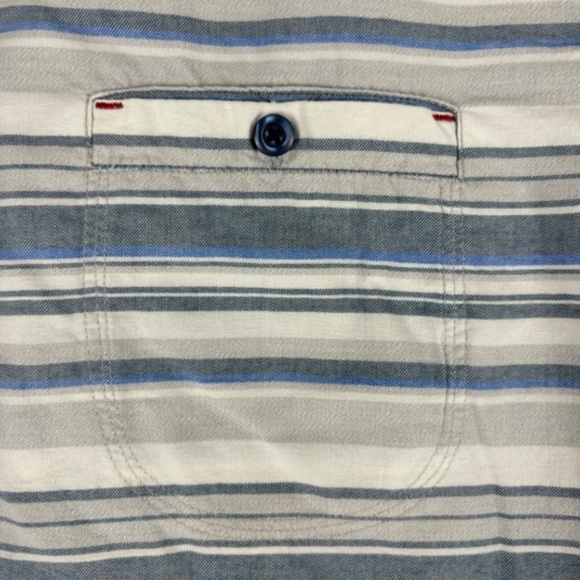 Grizzly Mountain Men's Short Sleeve Woven Shirt L White, Blue and Gray Stripes - Picture 5 of 12